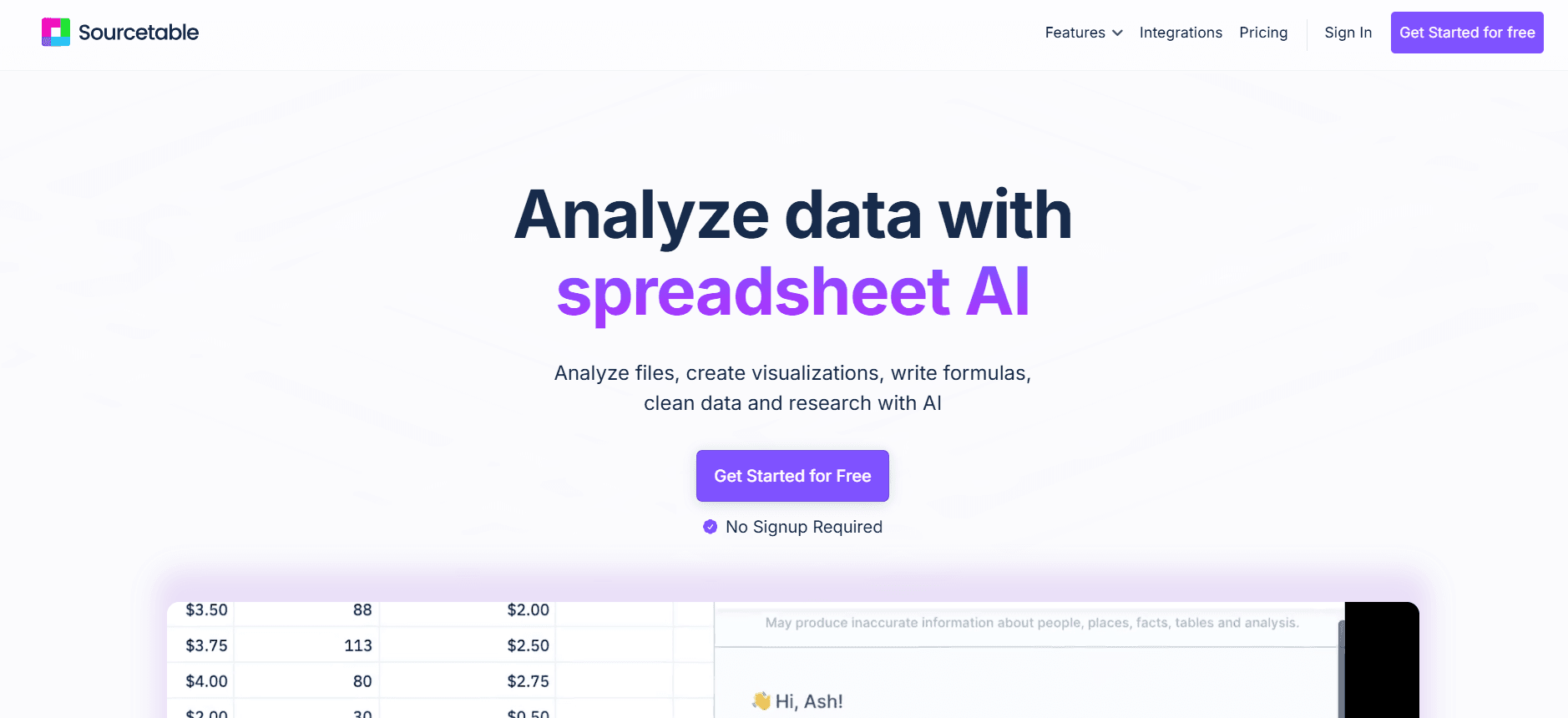 Sourcetable